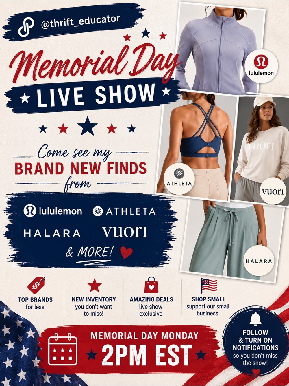 Memorial Day Monday LIVE Show! LIKE to be notified. TONS of NEW goodies!!
